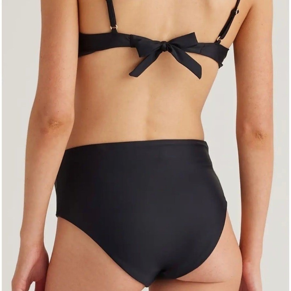 quince italian high-rise bikini bottom swimsuit in black, women size medium - Picture 2 of 6